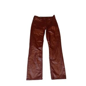 NWT Gap Vintage Slim Mid Rise Woman's Faux Leather Look Burgundy Pants Sz 27x4R